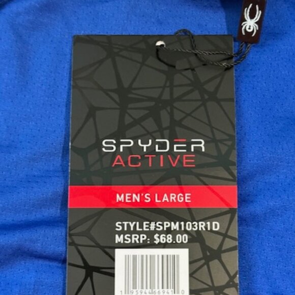 Spyder Shirt Men's Mock Neck Long Sleeve Active Pro Web Blue Stretch Large NWT - Picture 14 of 16